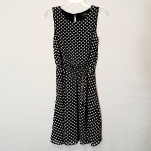 Women's "A-List" Navy/White Polka Dot Sleeveless Dress; Elastic Waist; Size S